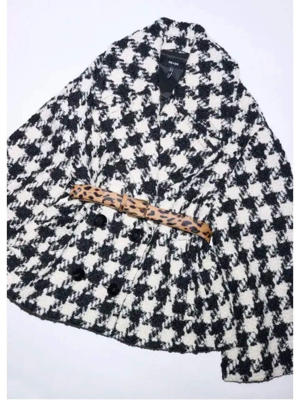 Me + Em Exaggerated Houndstooth Short Coat